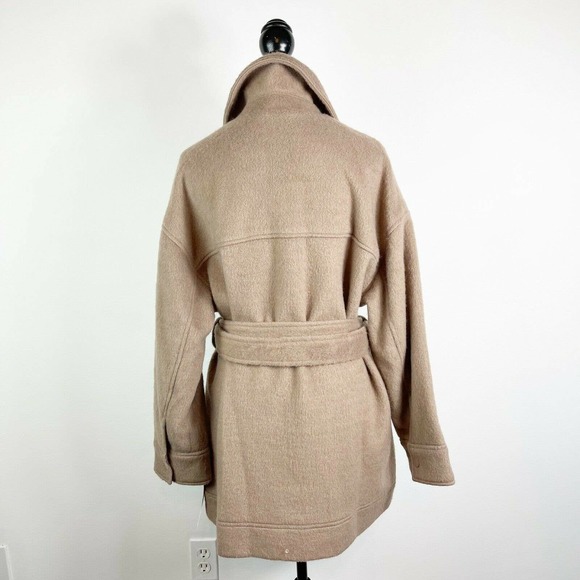 Topshop NWT Women's Tan Snap Button Belted Shacket Coat 12 - Picture 5 of 9